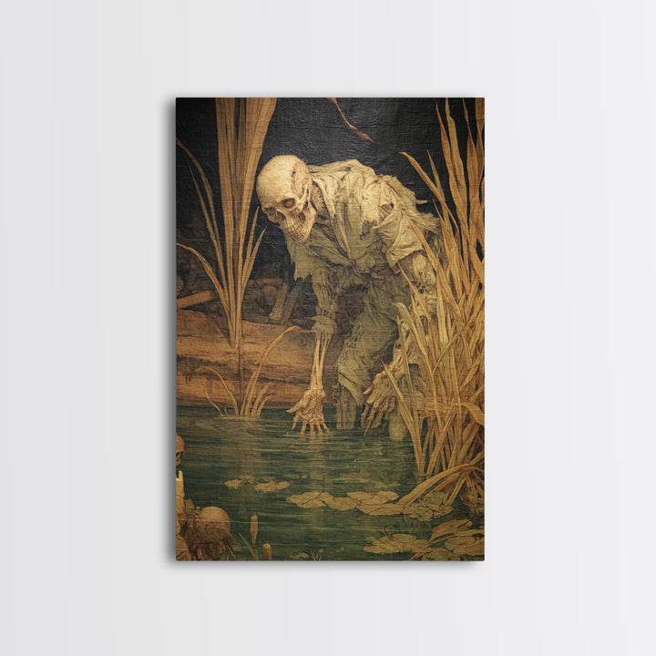 The Bog Mummy, Danse Macabre Art, Vertical Wall Art, Dark Fantasy Wall Art, Canvas Print, Halloween Wall Art