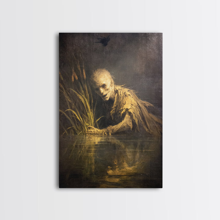 The Bog Mummy, Dark Romantic Horror Art, Vertical Wall Art, Dark Fantasy Wall Art, Canvas Print, Halloween Wall Art, Spooky Wall Decor