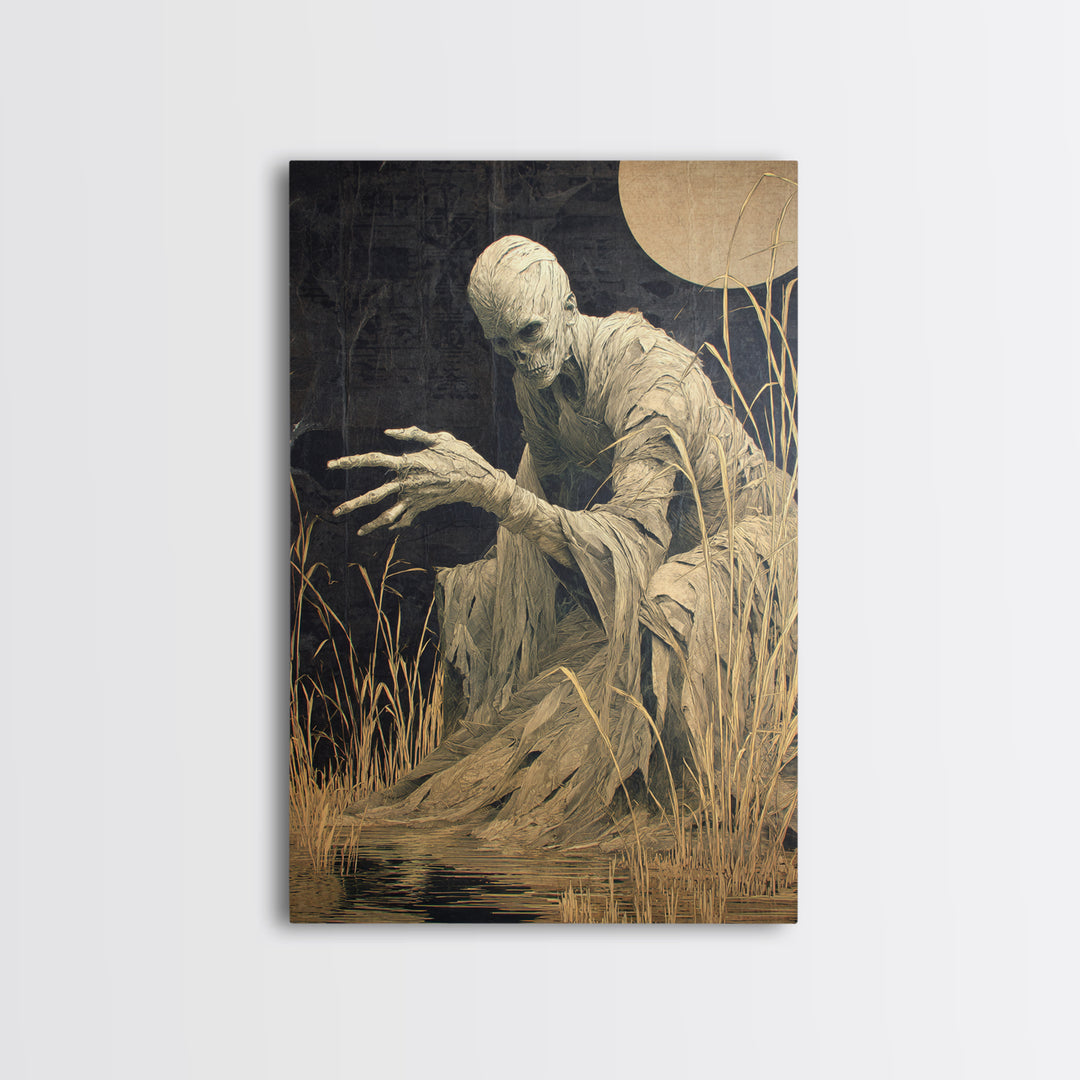 The Bog Mummy, Visionary Gothic Art, Vertical Wall Art, Macabre Wall Art, Framed Canvas Print, Halloween Wall Art, Horror Wall Art
