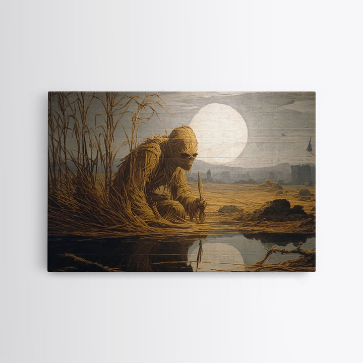 The Bog Mummy, Romantic Gothic Landscape, Landscape Wall Art, Gothic Horror Wall Art, Framed Canvas Print, Halloween Wall Art