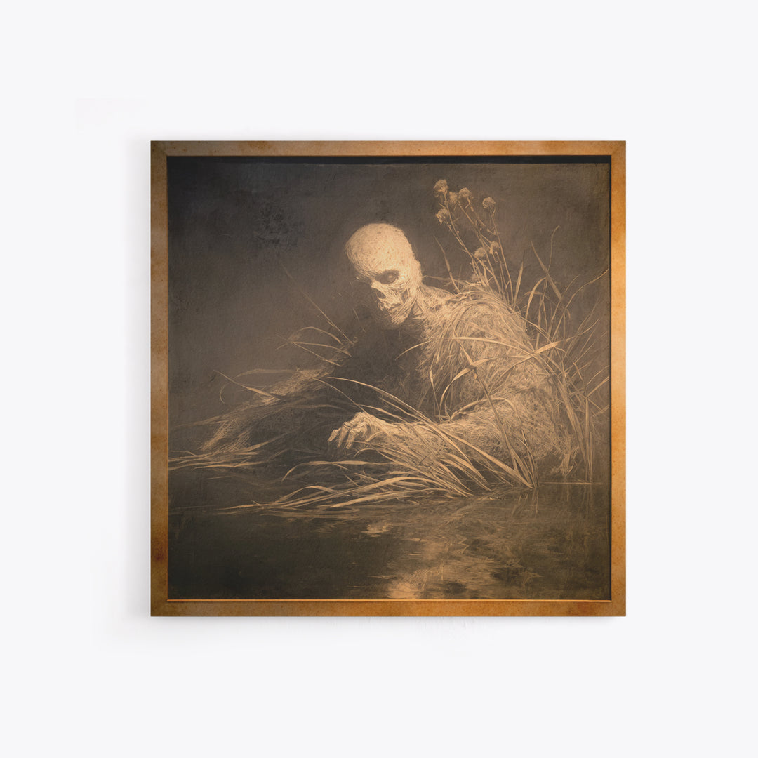 The Bog Mummy, Symbolist Dream Art, Square Wall Art, Macabre Wall Art, Canvas Print, Halloween Wall Art, Gothic Home Decor