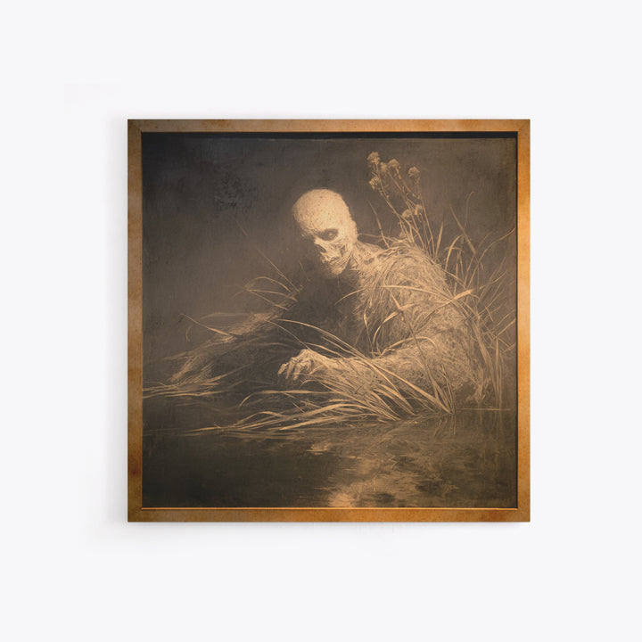 The Bog Mummy, Symbolist Dream Art, Square Wall Art, Macabre Wall Art, Canvas Print, Halloween Wall Art, Gothic Home Decor