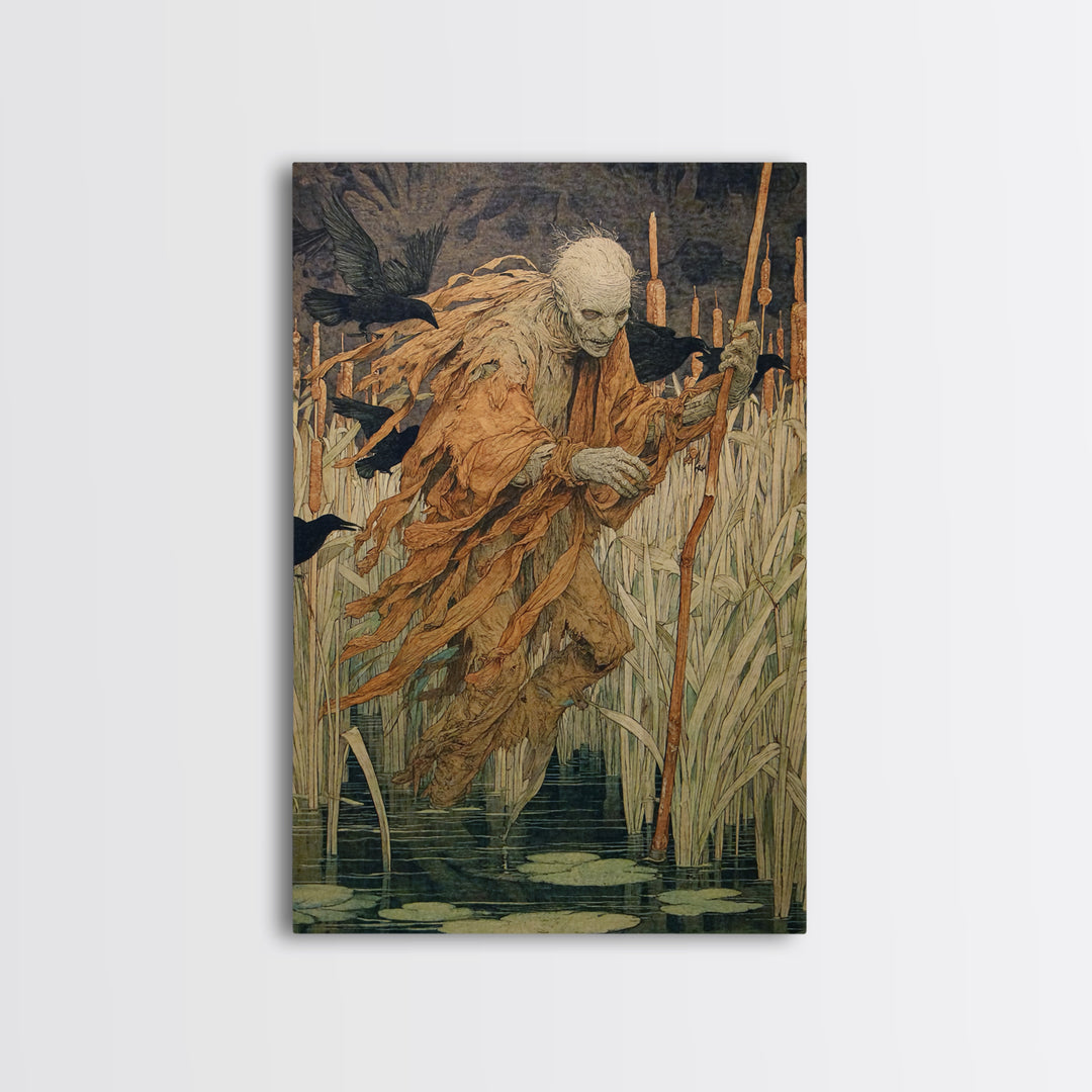 The Bog Mummy, Decadent Gothic Art, Vertical Wall Art, Dark Fantasy Wall Art, Framed Canvas Print, Halloween Wall Art