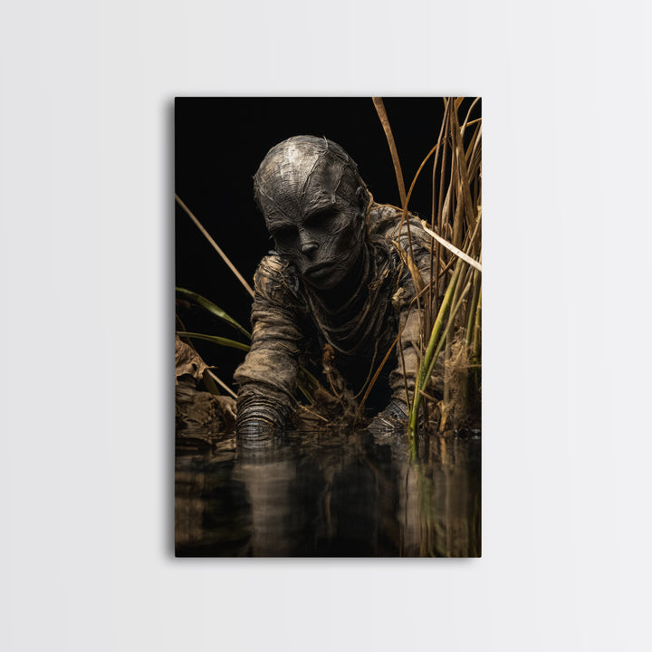 The Bog Mummy, Biomechanical Horror Art, Vertical Wall Art, Macabre Wall Art, Canvas Print, Halloween Wall Art, Halloween Decor