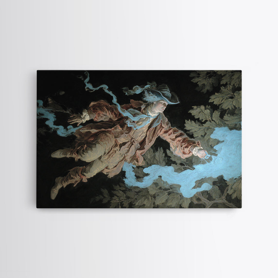 The Will-O'-The-Wisp Shepherd, Gothic Nightmare Art, Landscape Wall Art, Dark Halloween Decor, Framed Canvas Print, Halloween Wall Art