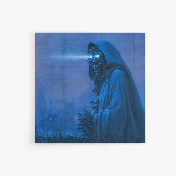 The Will-O'-The-Wisp Shepherd, Biomechanical Horror Art, Square Wall Art, Gothic Horror Wall Art, Framed Canvas Print, Halloween Wall Art