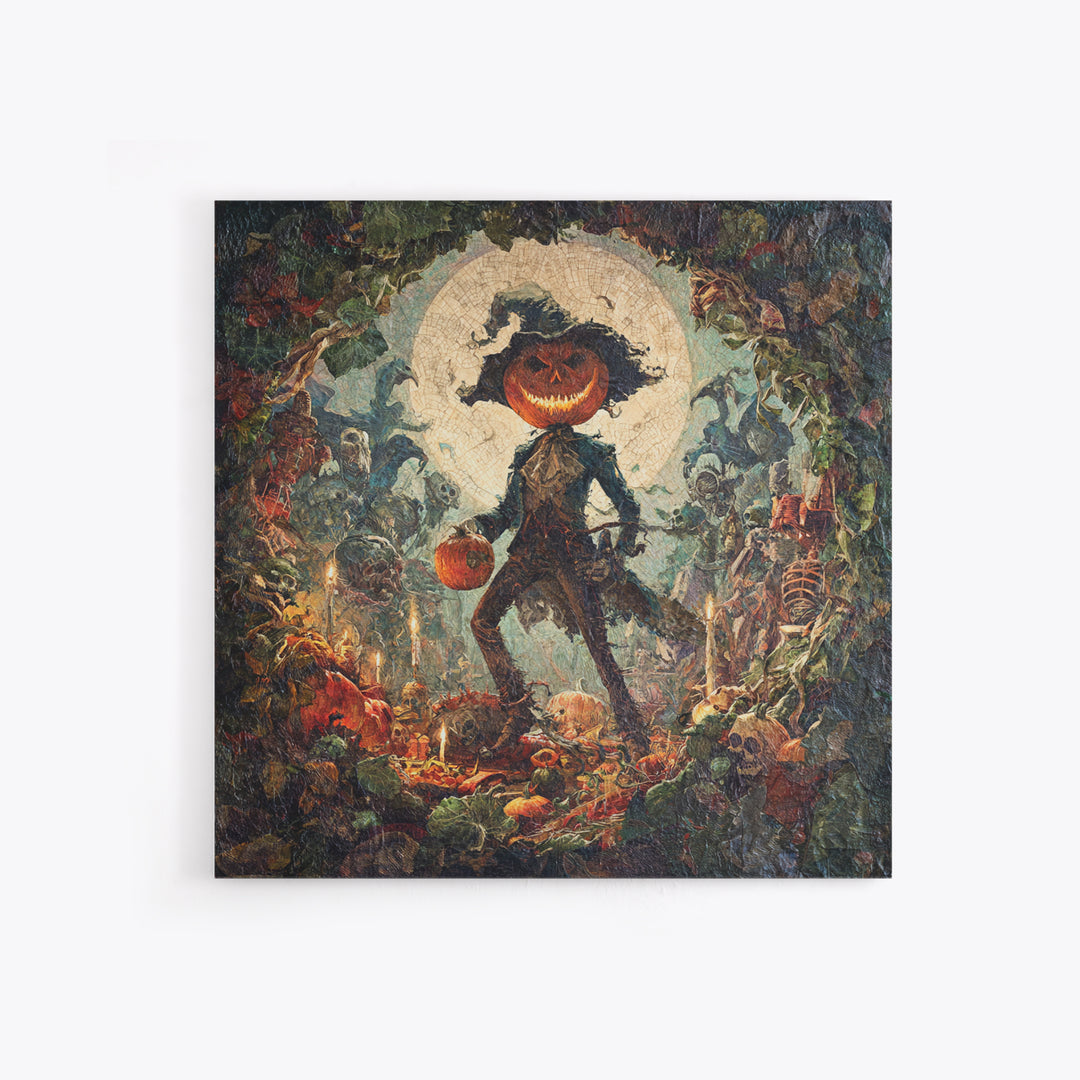 The Pumpkin Patch Goblin, Grotesque Carnival Art, Square Wall Art, Dark Fantasy Wall Art, Canvas Print, Halloween Wall Art