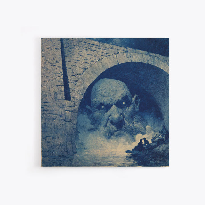 The Bridge Troll At Midnight, Symbolist Etching Art, Square Wall Art, Macabre Wall Art, Canvas Print, Halloween Wall Art, Horror Wall Art