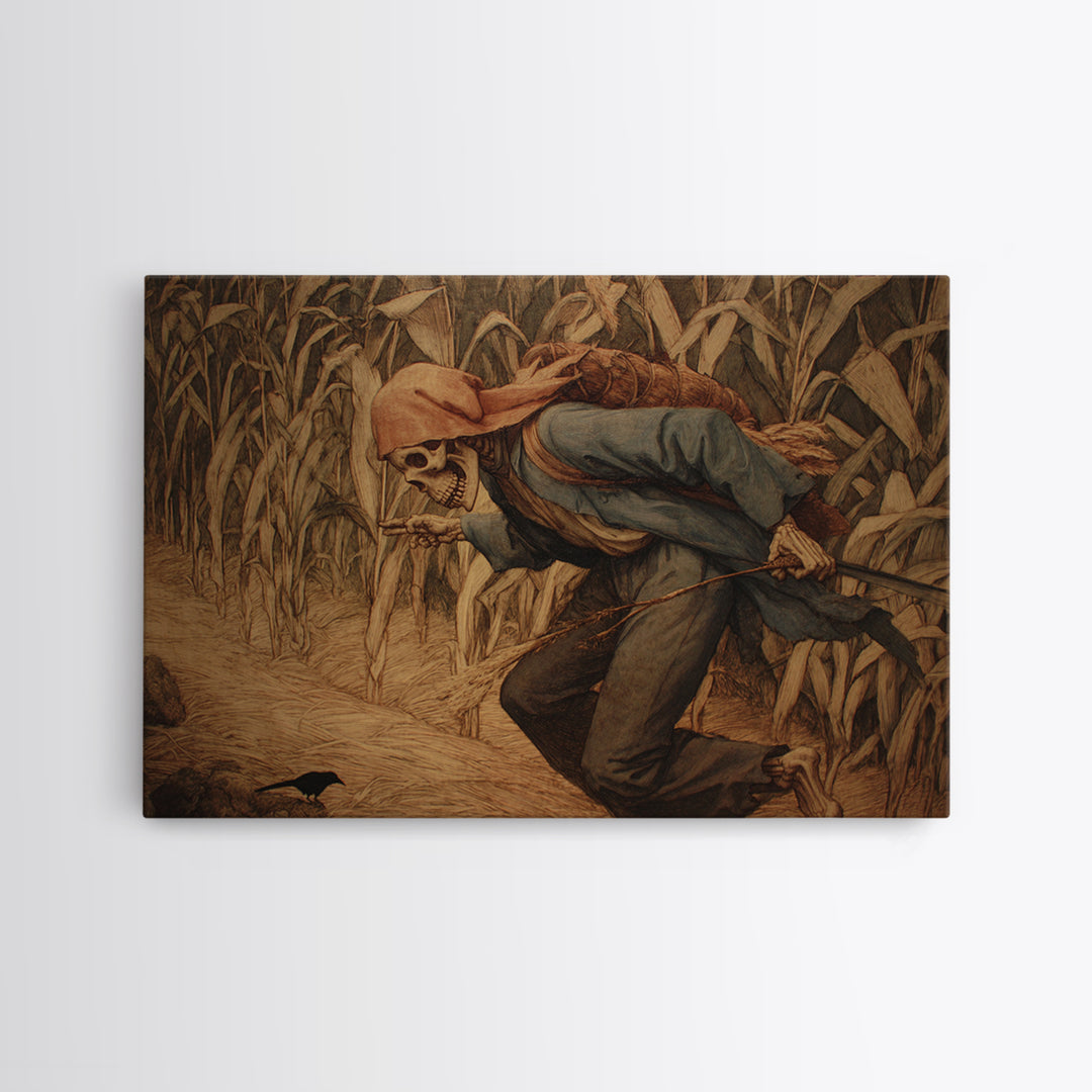 The Cornfield Crawler, Danse Macabre Art, Landscape Wall Art, Dark Fantasy Wall Art, Framed Canvas Print