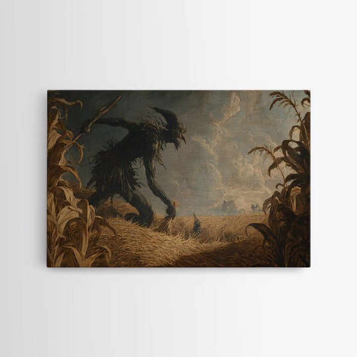 The Cornfield Crawler, Baroque Witchcraft Art, Landscape Wall Art, Macabre Wall Art, Framed Canvas Print, Halloween Wall Art