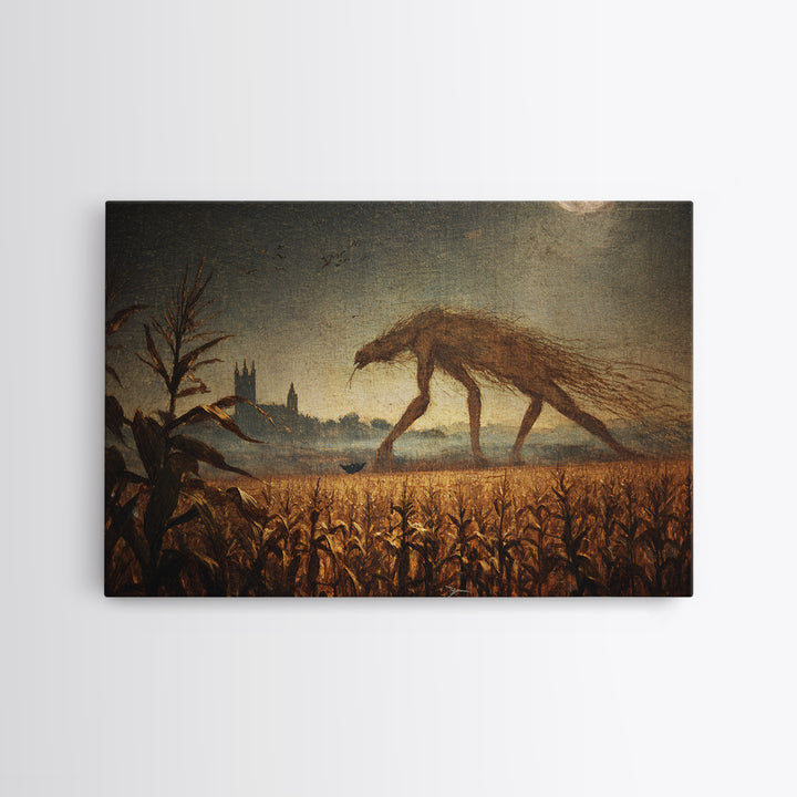 The Cornfield Crawler, Romantic Gothic Landscape, Landscape Wall Art, Macabre Wall Art, Canvas Print, Halloween Wall Art