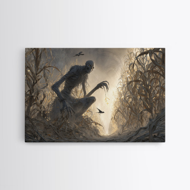 The Cornfield Crawler, Surreal Apocalyptic Art, Landscape Wall Art, Gothic Horror Wall Art, Canvas Print, Halloween Wall Art