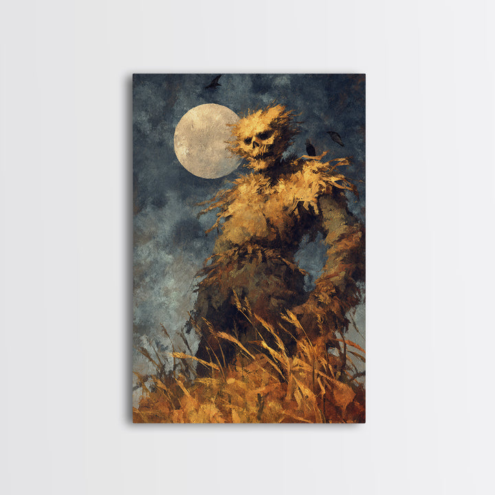 The Harvest Demon, Dark Romantic Horror Art, Vertical Wall Art, Dark Fantasy Wall Art, Framed Canvas Print, Halloween Wall Art