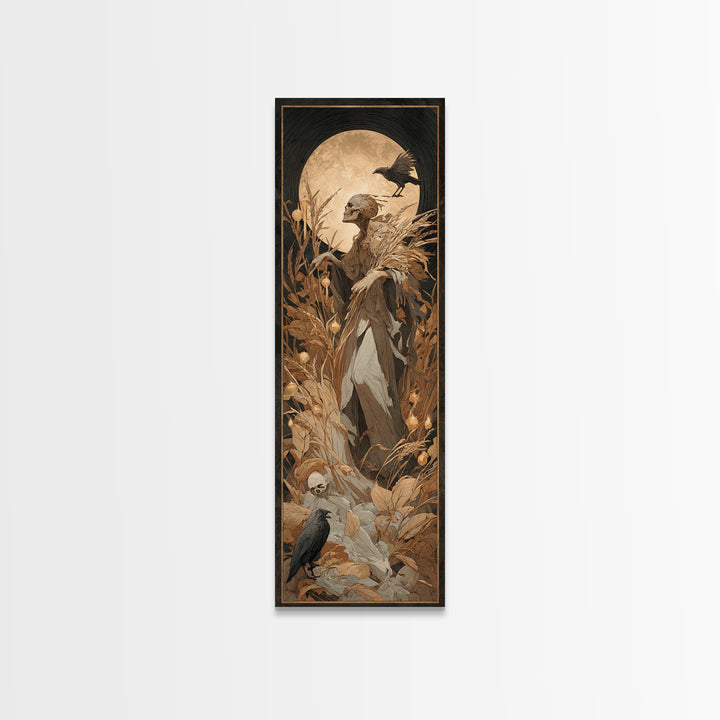The Harvest Demon, Gothic Nightmare Art, Tall Narrow Wall Art, Dark Fantasy Wall Art, Framed Canvas Print, Halloween Wall Art
