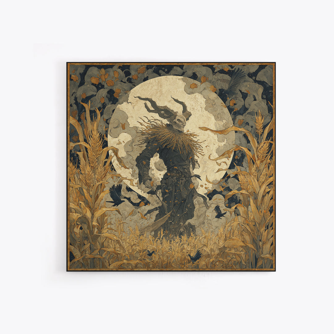 The Harvest Demon, Dark Symbolist Art, Square Wall Art, Gothic Horror Wall Art, Canvas Print, Halloween Wall Art, Dark Fantasy Art