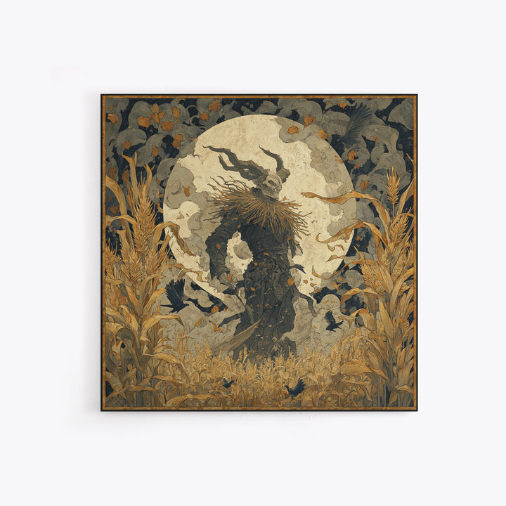 The Harvest Demon, Dark Symbolist Art, Square Wall Art, Gothic Horror Wall Art, Canvas Print, Halloween Wall Art, Dark Fantasy Art