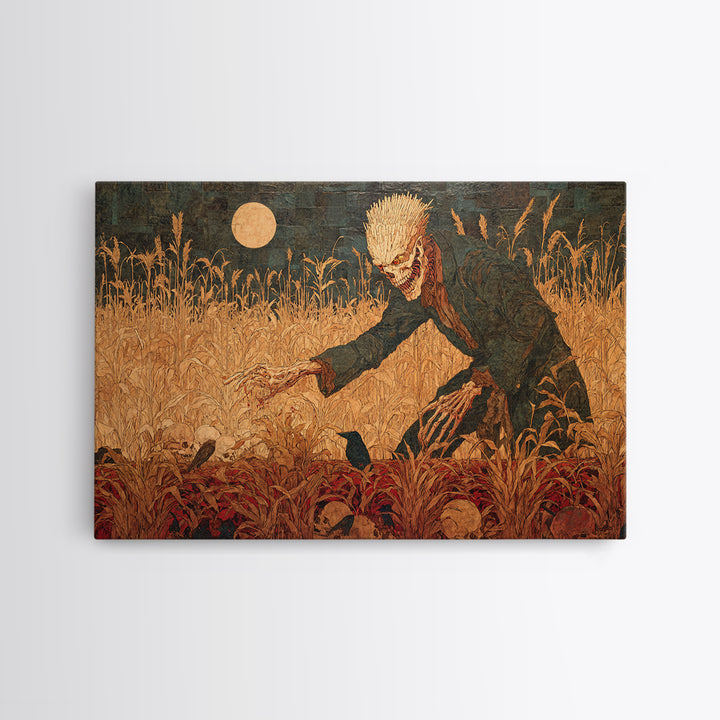 The Harvest Demon, Grotesque Carnival Art, Landscape Wall Art, Gothic Horror Wall Art, Canvas Print, Halloween Wall Art, Halloween Decor