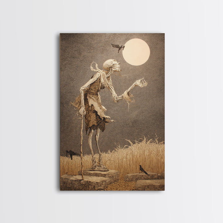 The Harvest Demon, Victorian Macabre Art, Vertical Wall Art, Dark Halloween Decor, Canvas Print, Halloween Wall Art