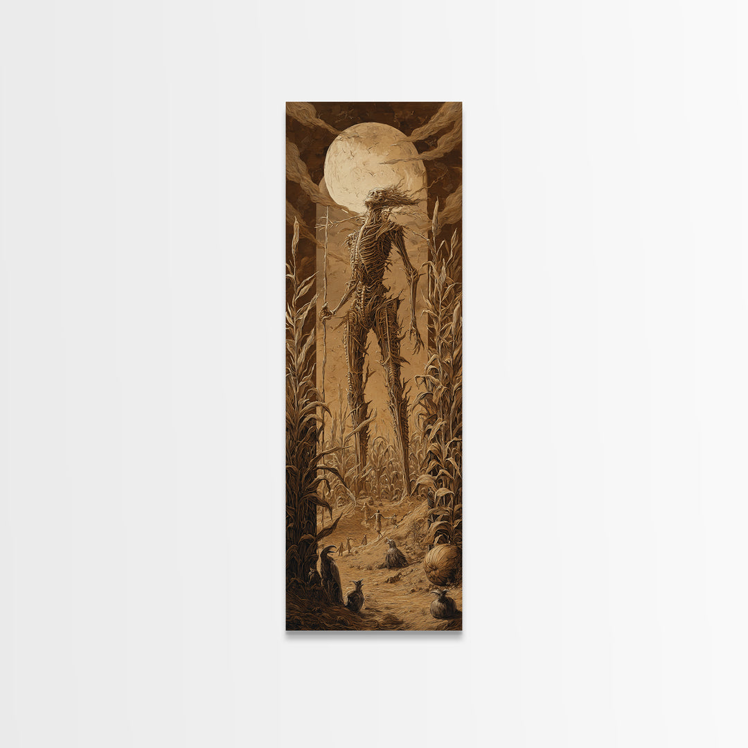 The Harvest Demon, Biomechanical Horror Art, Tall Narrow Wall Art, Dark Fantasy Wall Art, Framed Canvas Print, Halloween Wall Art