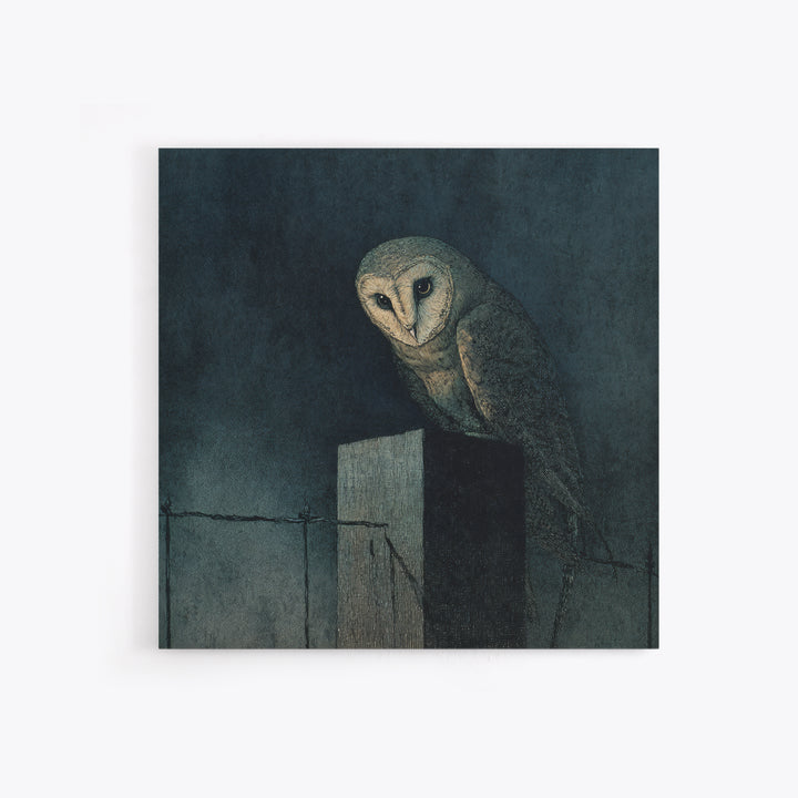 The Owl-Faced Omen, Dark Symbolist Art, Square Wall Art, Gothic Horror Wall Art, Canvas Print, Halloween Wall Art