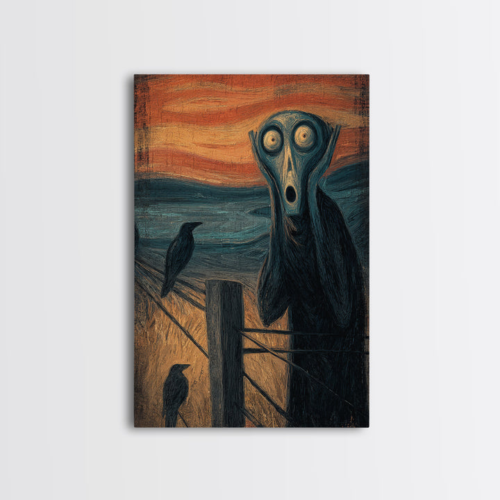 The Owl-Faced Omen, Expressionist Gothic Art, Vertical Wall Art, Macabre Wall Art, Canvas Print, Halloween Wall Art, Collectible Wall Decor