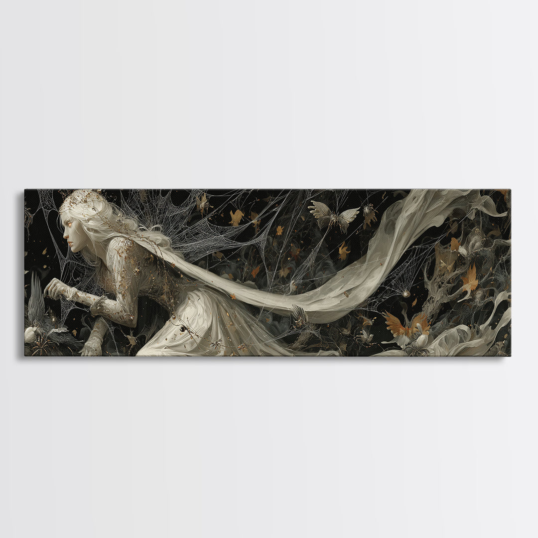 The Spider Queen, Medieval Grotesque Art, Extra Wide Wall Art, Gothic Horror Wall Art, Canvas Print, Halloween Wall Art
