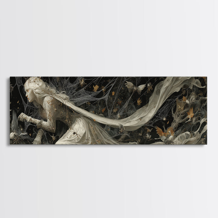 The Spider Queen, Medieval Grotesque Art, Extra Wide Wall Art, Gothic Horror Wall Art, Canvas Print, Halloween Wall Art