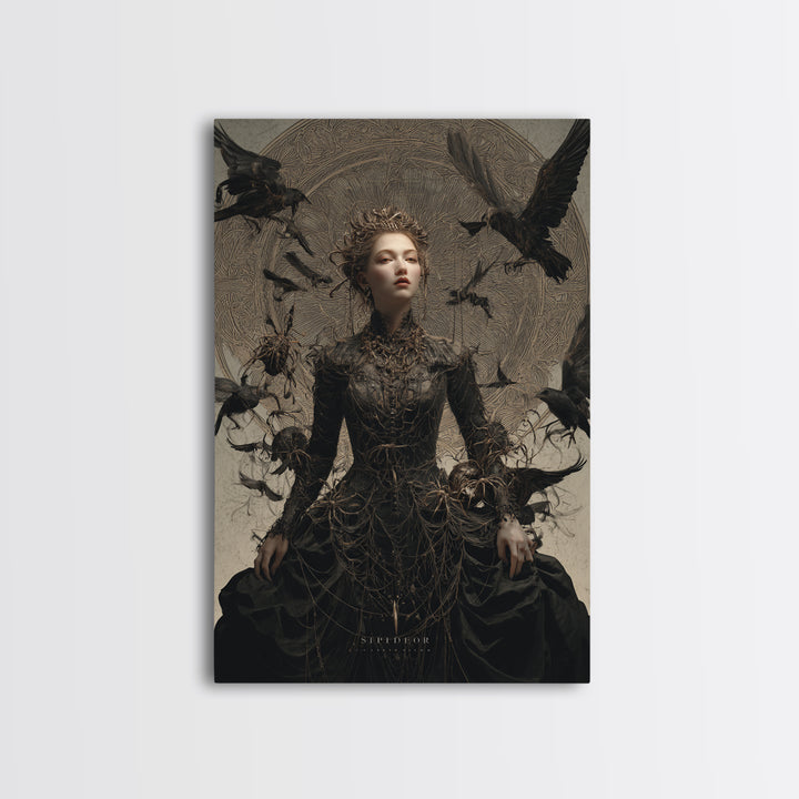 The Spider Queen, Visionary Gothic Art, Vertical Wall Art, Macabre Wall Art, Canvas Print, Halloween Wall Art, Spooky Wall Decor