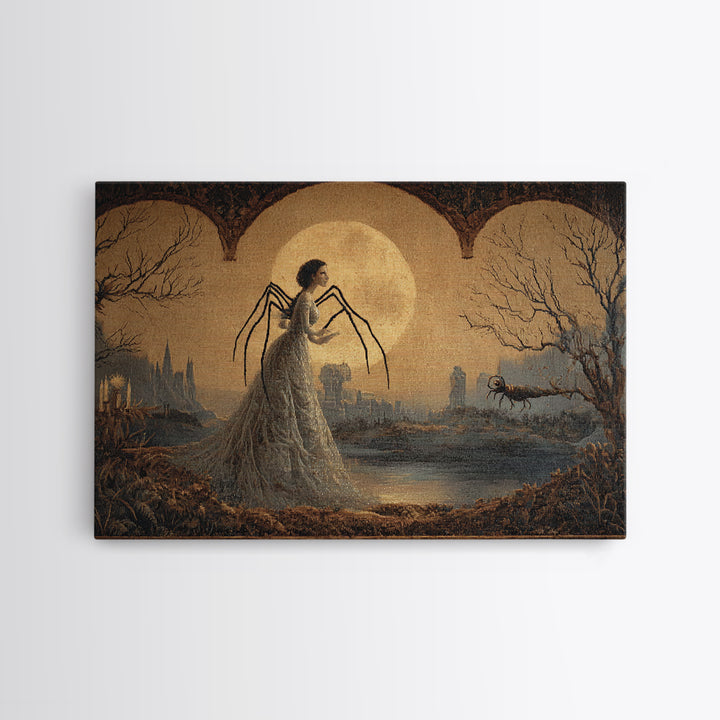 The Spider Queen, Romantic Gothic Landscape, Landscape Wall Art, Gothic Horror Wall Art, Framed Canvas Print, Halloween Wall Art