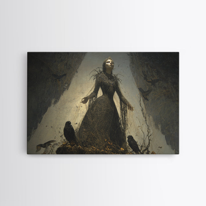 The Spider Queen, Symbolist Gothic Landscape, Landscape Wall Art, Macabre Wall Art, Framed Canvas Print, Halloween Wall Art
