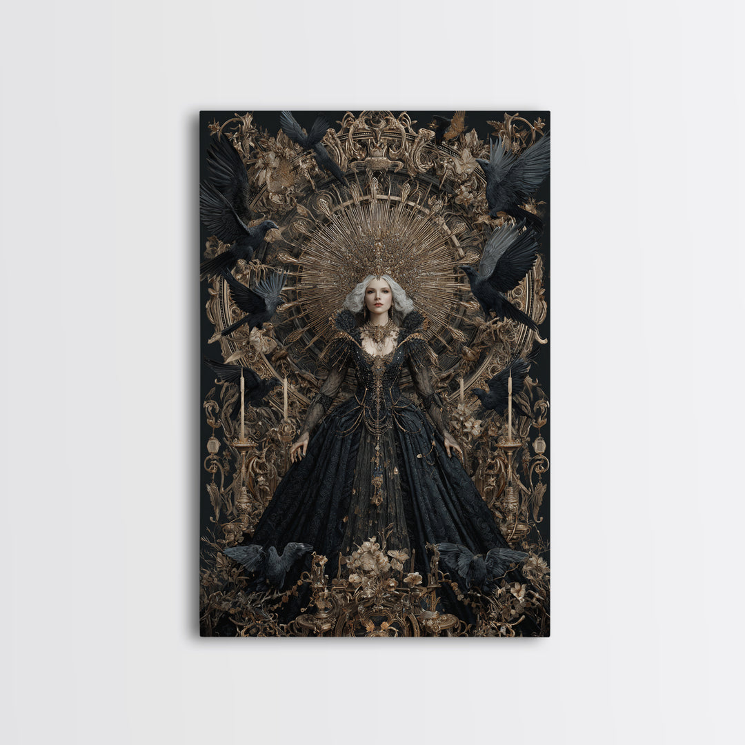 The Spider Queen, Ornate Symbolist Art, Vertical Wall Art, Macabre Wall Art, Canvas Print, Halloween Wall Art, Gothic Home Decor