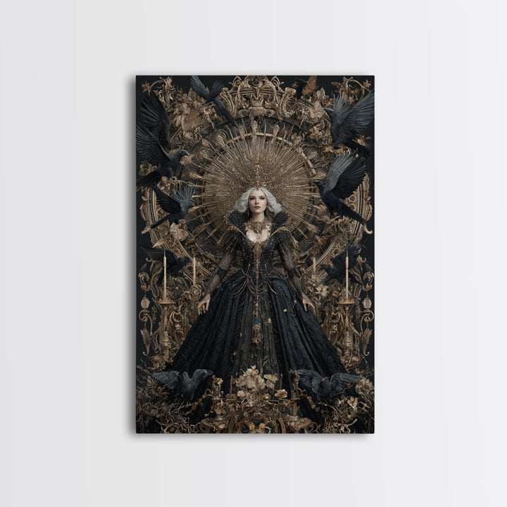 The Spider Queen, Ornate Symbolist Art, Vertical Wall Art, Macabre Wall Art, Canvas Print, Halloween Wall Art, Gothic Home Decor