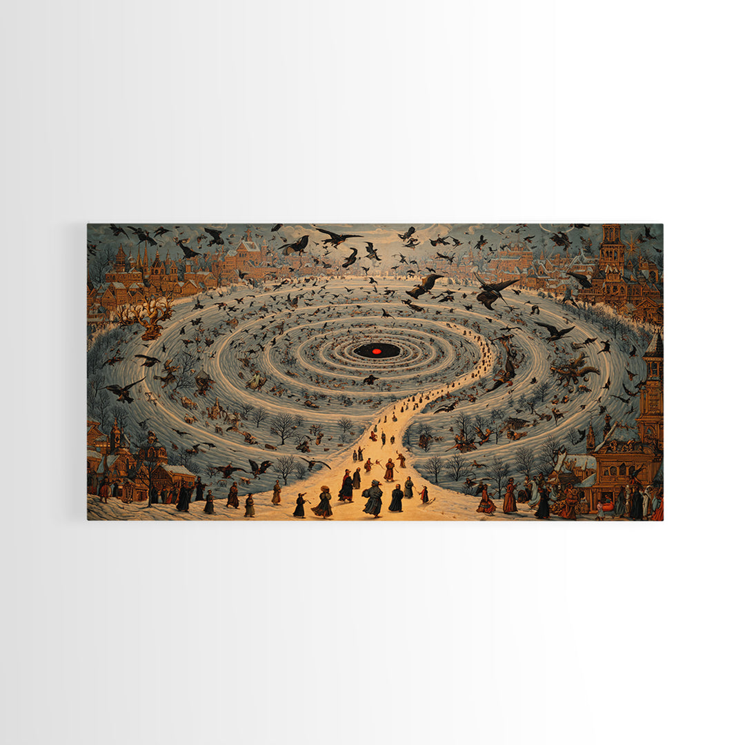 The Red-Eyed Moth Creature, Northern Renaissance Horror, Wide Panoramic Art, Dark Fantasy Wall Art, Canvas Print