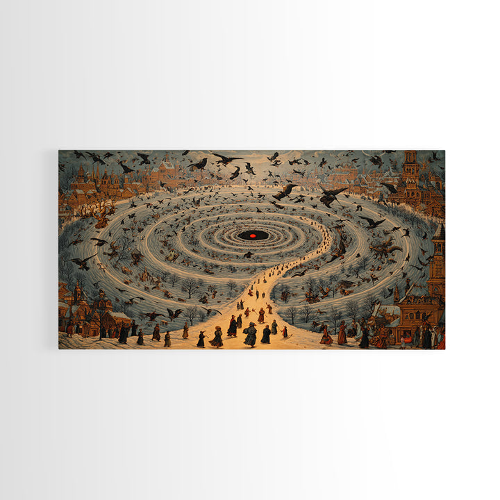 The Red-Eyed Moth Creature, Northern Renaissance Horror, Wide Panoramic Art, Dark Fantasy Wall Art, Canvas Print
