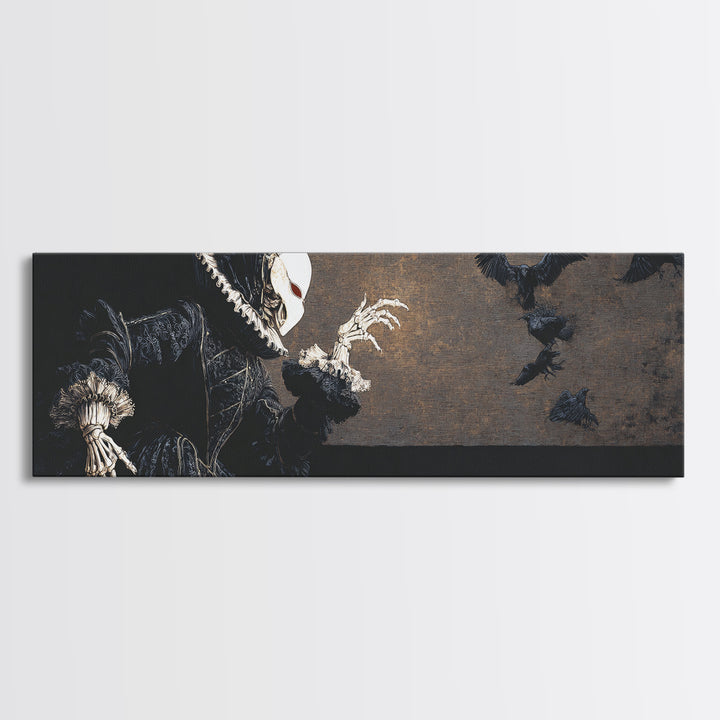 The Red-Eyed Moth Creature, Danse Macabre Art, Extra Wide Wall Art, Dark Halloween Decor, Canvas Print, Dark Fantasy Art