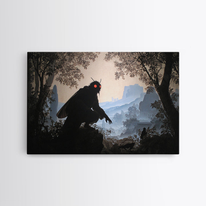 The Red-Eyed Moth Creature, Romantic Gothic Landscape, Landscape Wall Art, Gothic Horror Wall Art, Canvas Print, Halloween Decor