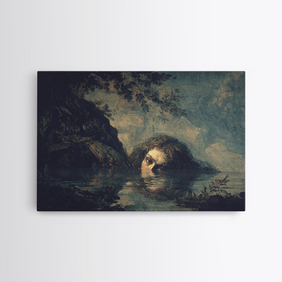 The Lake Phantom, Baroque Witchcraft Art, Landscape Wall Art, Gothic Horror Wall Art, Canvas Print, Halloween Wall Art