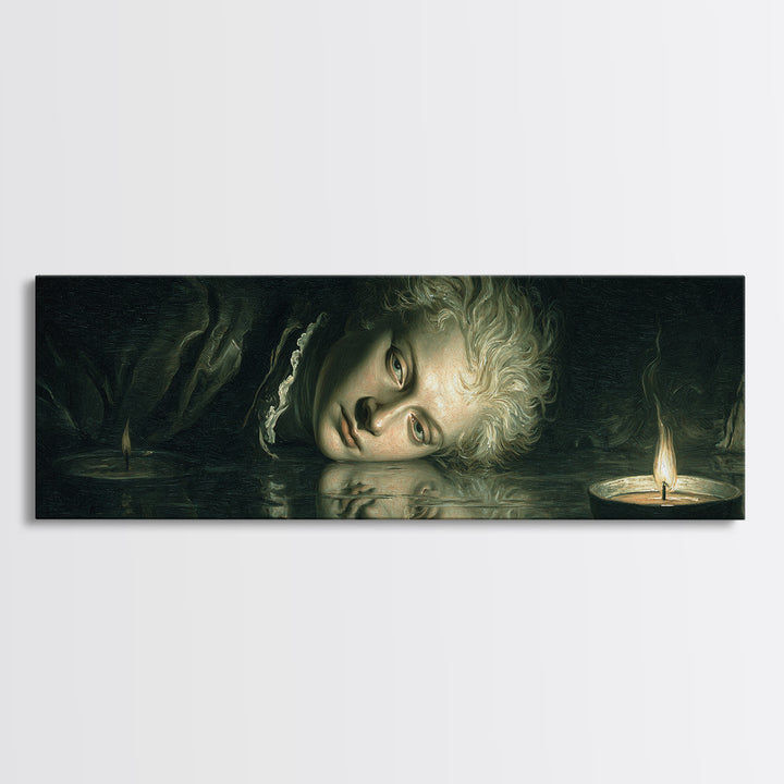 The Lake Phantom, Gothic Nightmare Art, Extra Wide Wall Art, Dark Fantasy Wall Art, Canvas Print, Halloween Wall Art, Halloween Decor