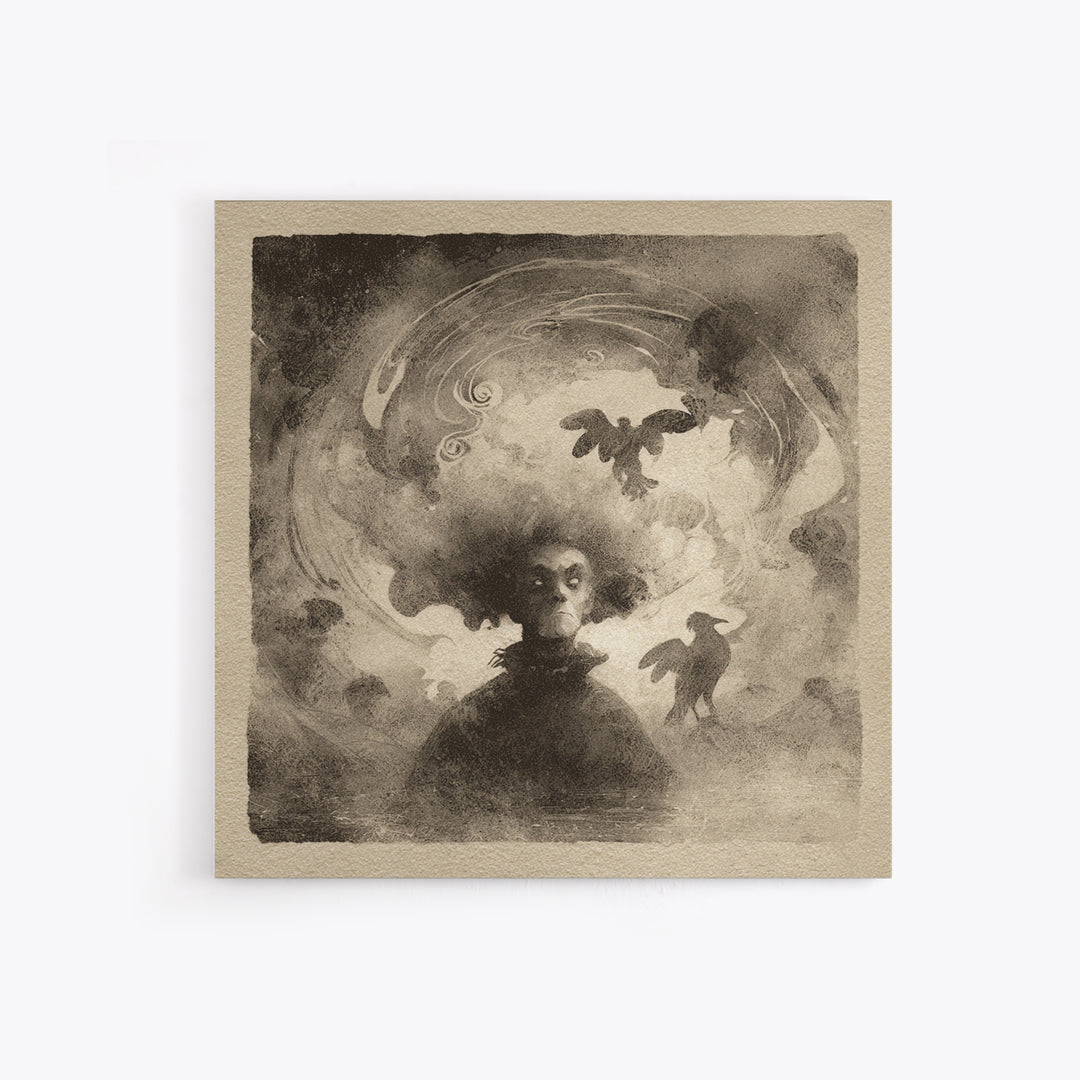 The Lake Phantom, Symbolist Dream Art, Square Wall Art, Dark Fantasy Wall Art, Framed Canvas Print, Halloween Wall Art