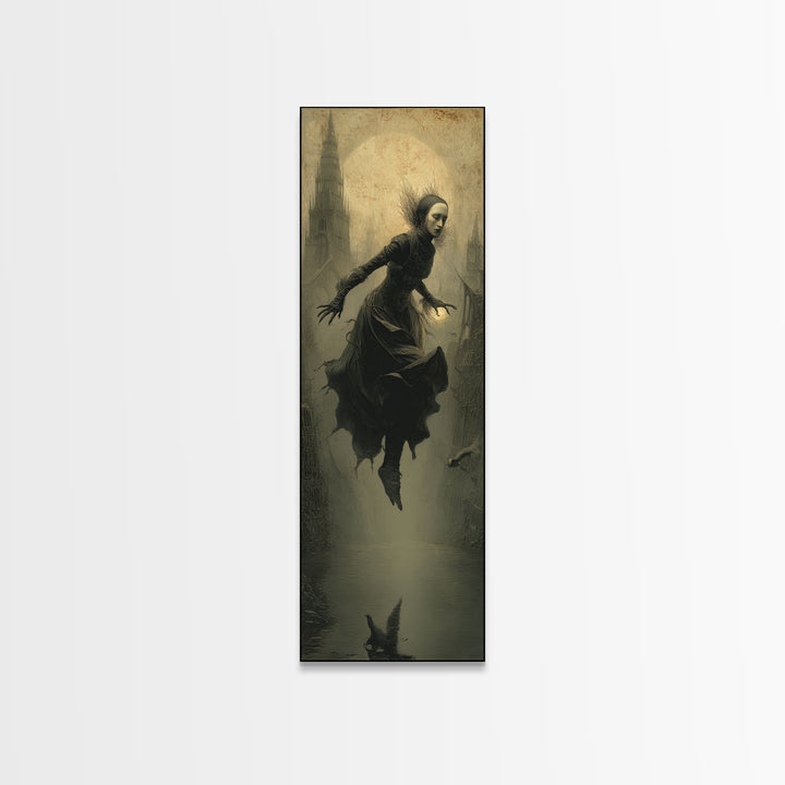 The Lake Phantom, Surreal Apocalyptic Art, Tall Narrow Wall Art, Dark Fantasy Wall Art, Canvas Print, Halloween Wall Art