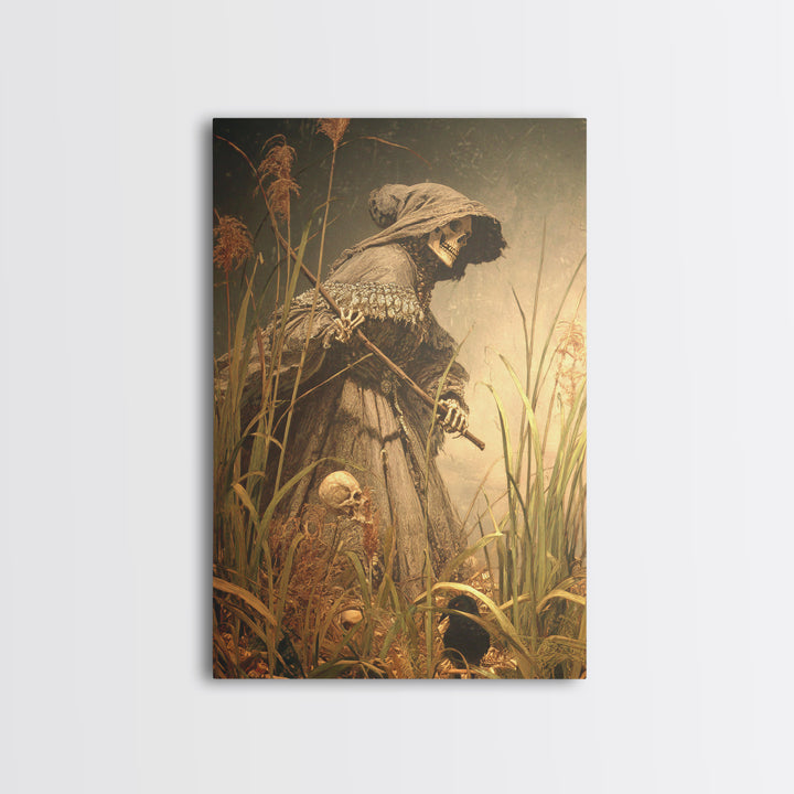 The Salt-Marsh Witch, Danse Macabre Art, Vertical Wall Art, Dark Fantasy Wall Art, Canvas Print, Halloween Wall Art