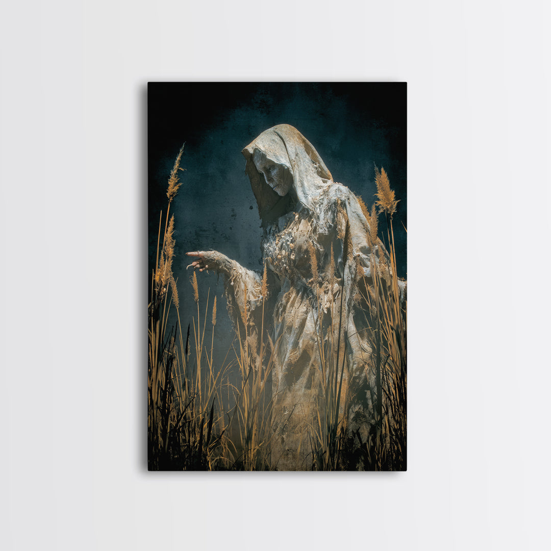 The Salt-Marsh Witch, Visionary Gothic Art, Vertical Wall Art, Dark Fantasy Wall Art, Canvas Print, Halloween Wall Art