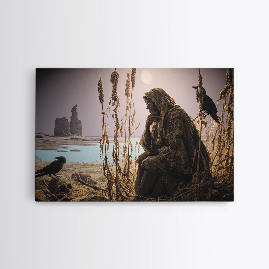 The Salt-Marsh Witch, Romantic Gothic Landscape, Landscape Wall Art, Macabre Wall Art, Framed Canvas Print, Halloween Wall Art