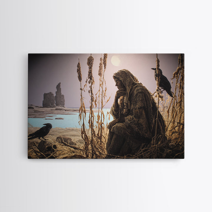 The Salt-Marsh Witch, Romantic Gothic Landscape, Landscape Wall Art, Macabre Wall Art, Framed Canvas Print, Halloween Wall Art