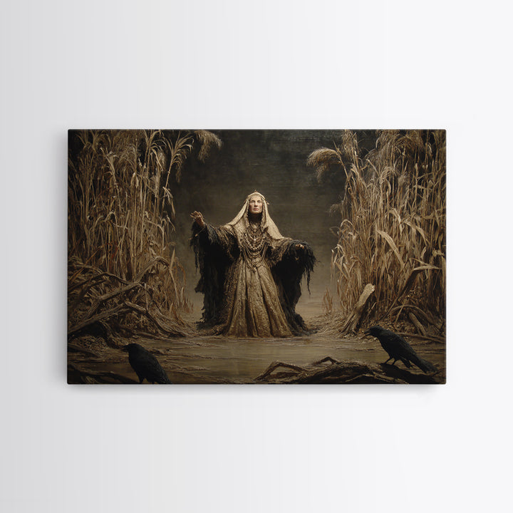 The Salt-Marsh Witch, Symbolist Gothic Landscape, Landscape Wall Art, Gothic Horror Wall Art, Framed Canvas Print, Halloween Wall Art