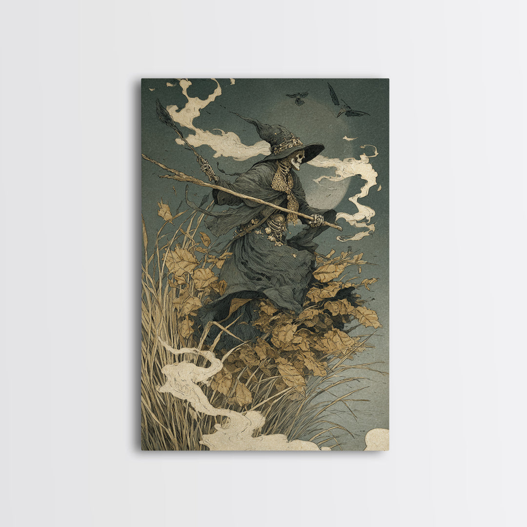The Salt-Marsh Witch, Decadent Gothic Art, Vertical Wall Art, Dark Halloween Decor, Canvas Print, Halloween Wall Art, Horror Wall Art