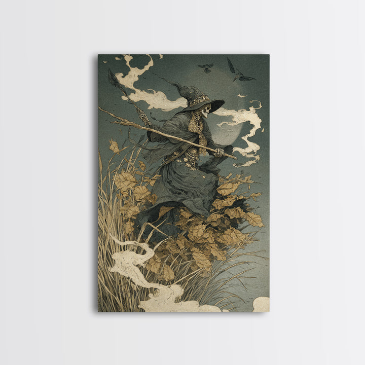 The Salt-Marsh Witch, Decadent Gothic Art, Vertical Wall Art, Dark Halloween Decor, Canvas Print, Halloween Wall Art, Horror Wall Art