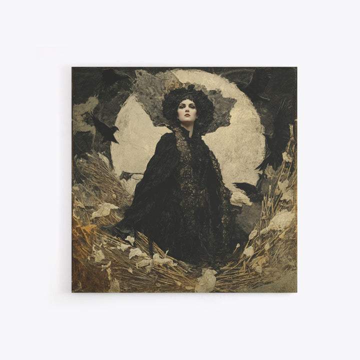 The Salt-Marsh Witch, Dark Symbolist Art, Square Wall Art, Dark Fantasy Wall Art, Canvas Print, Halloween Wall Art