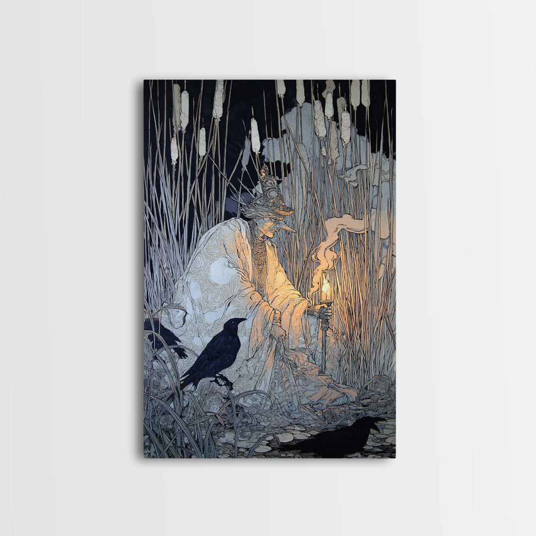 The Salt-Marsh Witch, Stained Glass Gothic Art, Vertical Wall Art, Gothic Horror Wall Art, Canvas Print, Halloween Wall Art