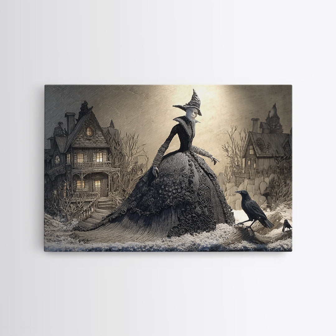 The Salt-Marsh Witch, Victorian Macabre Art, Landscape Wall Art, Macabre Wall Art, Canvas Print, Halloween Wall Art
